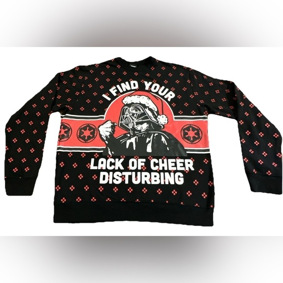 Star Wars Ugly Christmas Sweater Darth Vader Find Your Lack Of Cheer Disturbing - Picture 1 of 3